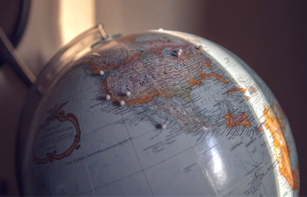 Globe with pushpins